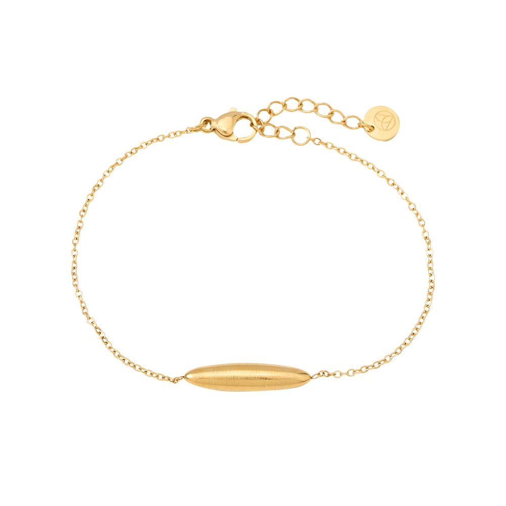  17cm Gold Matte Tube Simple Chain Stainless Steel Bracelet   