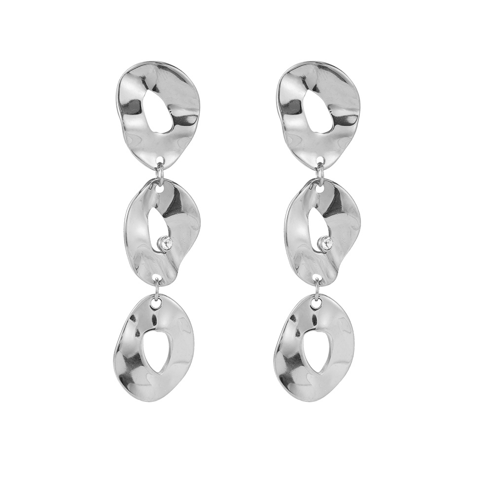 3 Irregular Cycles With A Mini Diamond Stainless Steel Earrings    