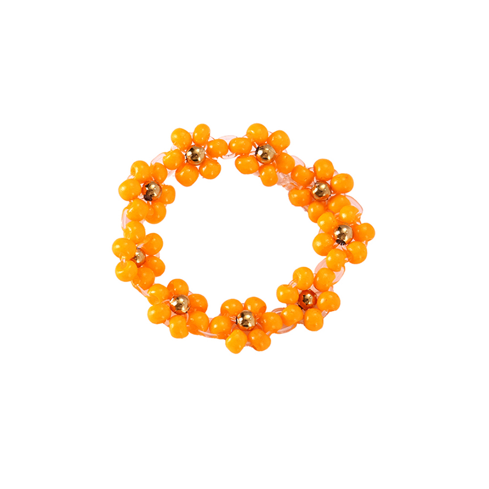 Elastic Varitious Color Beads Flowers Summer Edelstahl Ring