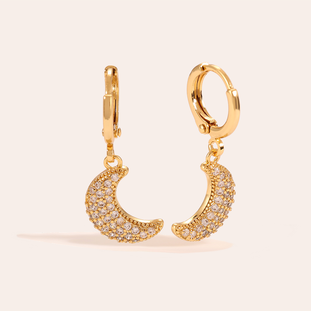 Full Of Diamonds Moon gold-plated earrings    