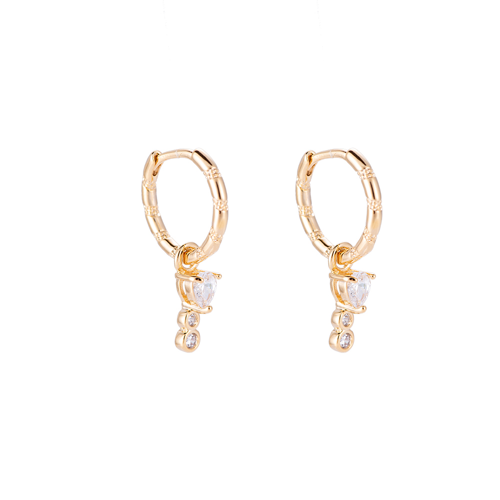 Water Drop &amp; Diamonds Gold-plated earrings