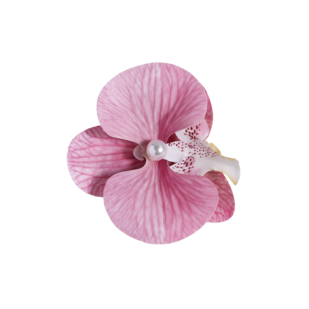 Elegant hair clip with artificial pearls and orchid flower 