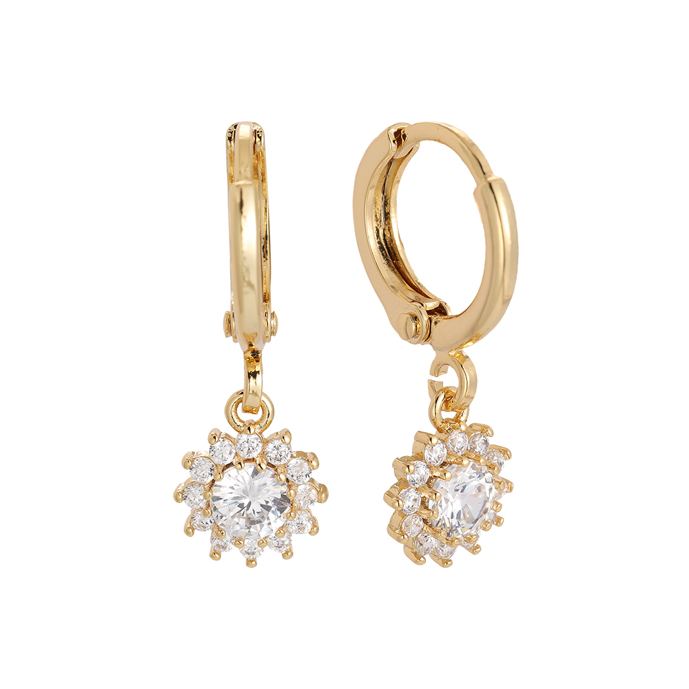 Diamond Sunflower gold-plated earrings   