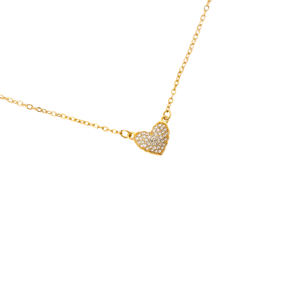 40cm Heart With Diamonds stainless steel necklace    