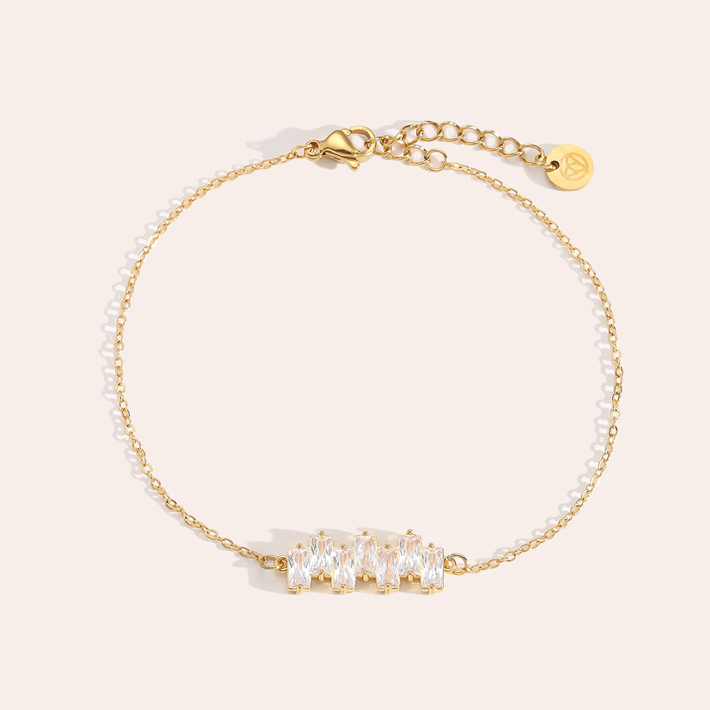 17cm Up And Down Diamonds Bracelet en acier inoxydable       