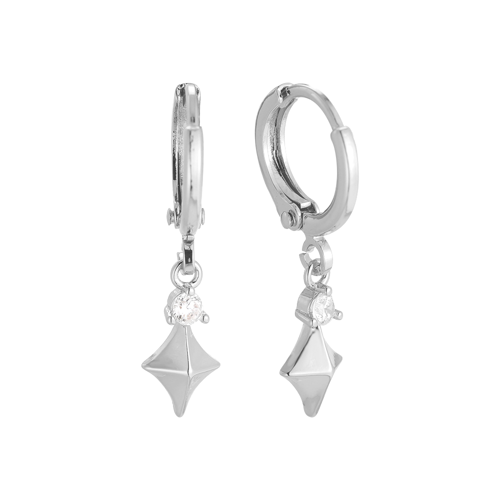 Four Pointed Star With Mini Diamond Gold-Plated Earrings     